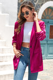 Rose Casual Pocketed Velvet Blazer