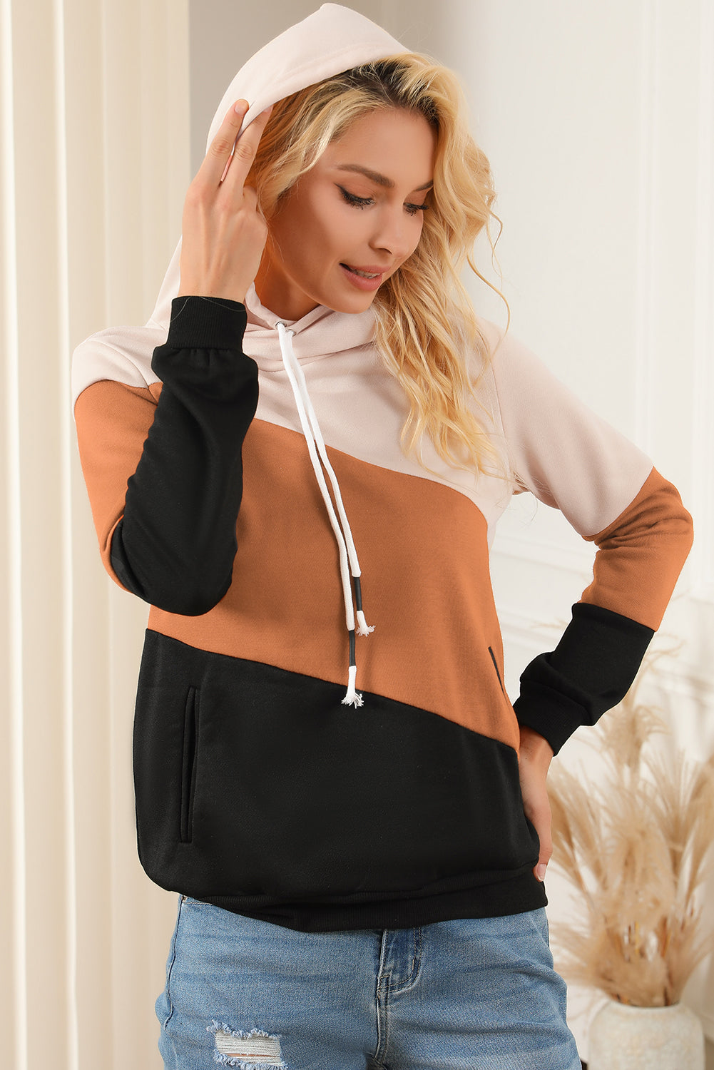 Colorblock Pocketed Hoodie