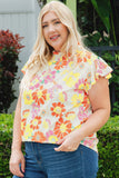 Plus Size Mock Neck Ruffle Sleeve Floral Blouse