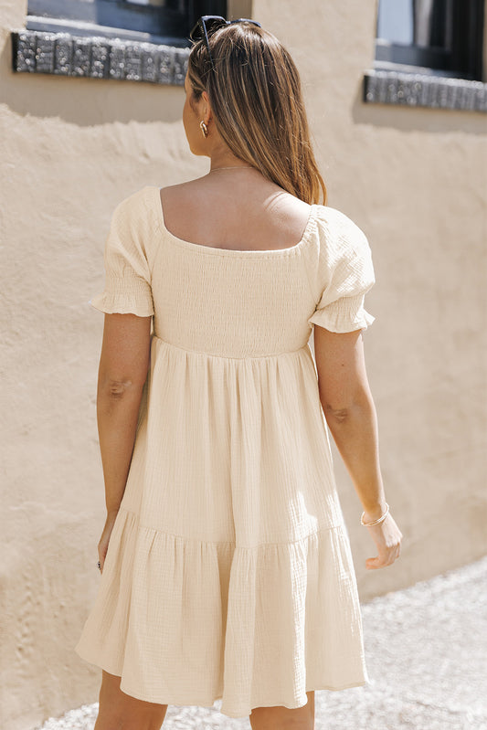 Crinkle Texture Off the Shoulder Princess Dress