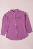 Solid Pocket Long Sleeve Button-up Shirt