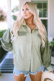 Green Exposed Seam Elbow Patch Oversized Shacket