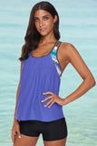 Sky Blue Print Insert Racerback Tankini Set