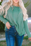 Exposed Seam Waffle Knit Loose Top