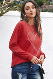 Red Solid Round Neck Raglan Sleeve Sweatshirt