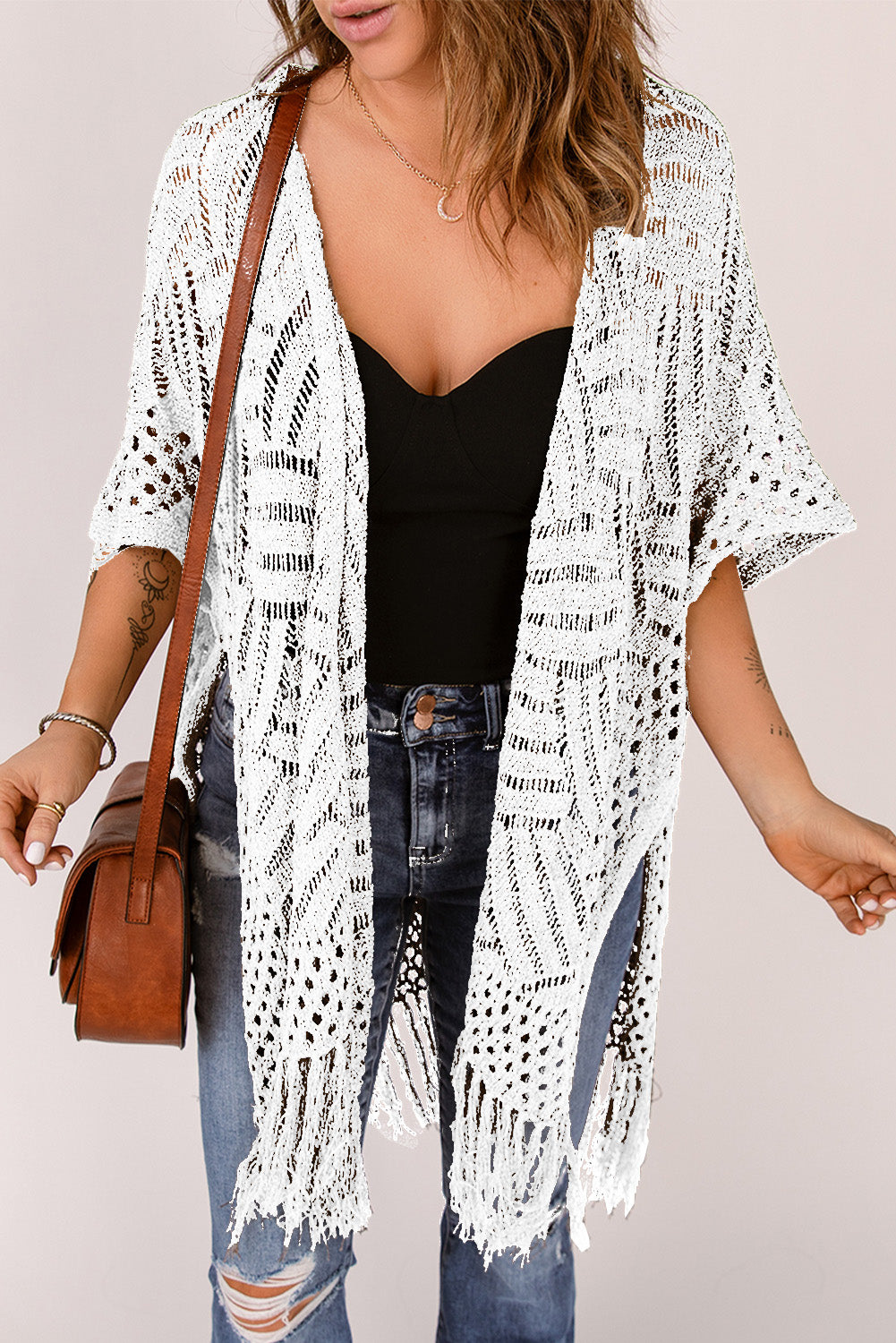 Loose Knitwear Kimono with Slits