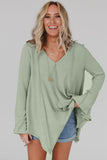 Ribbed Expose Seam Bell Sleeve Top