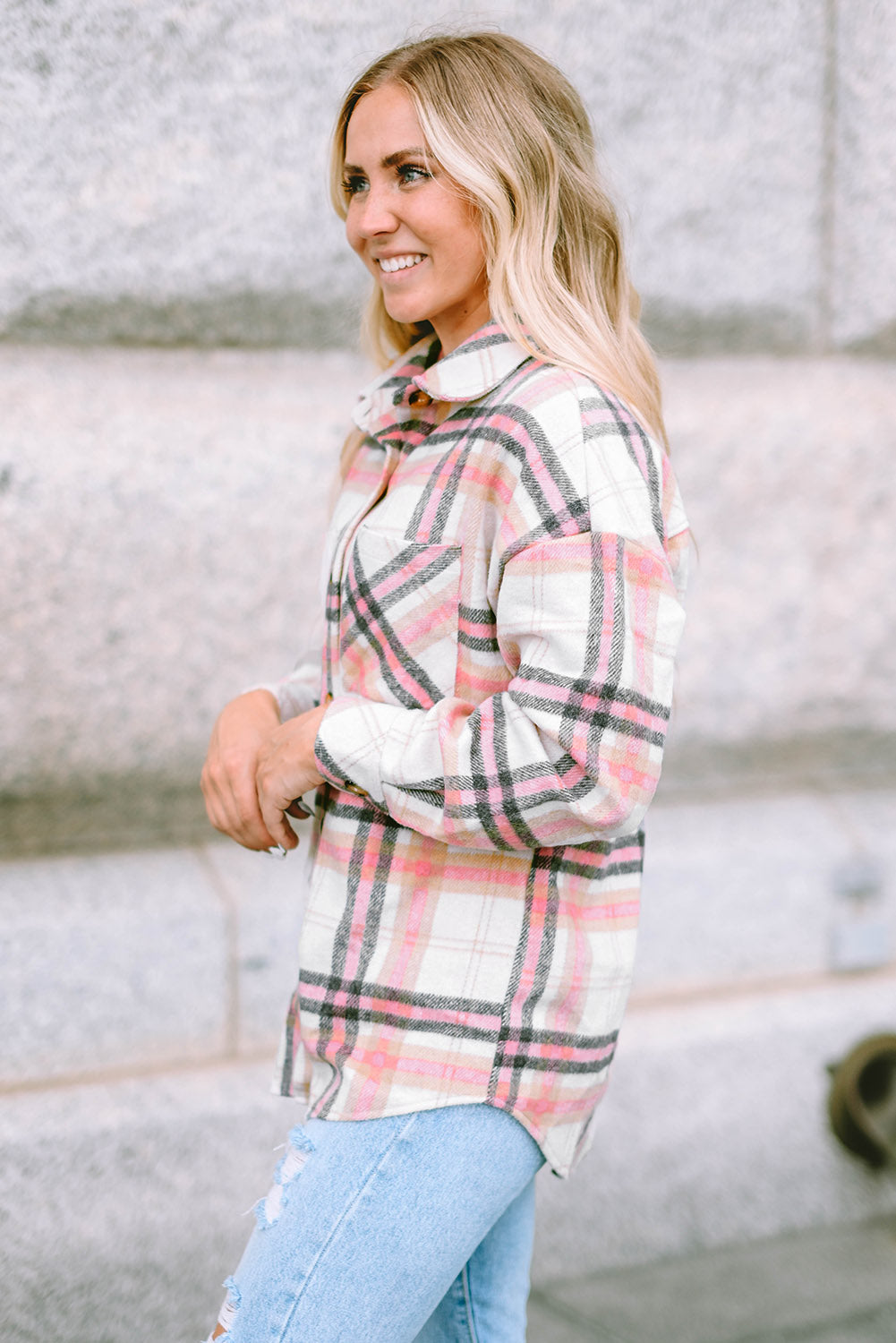 Plaid Button Front Chest Pocket Shacket