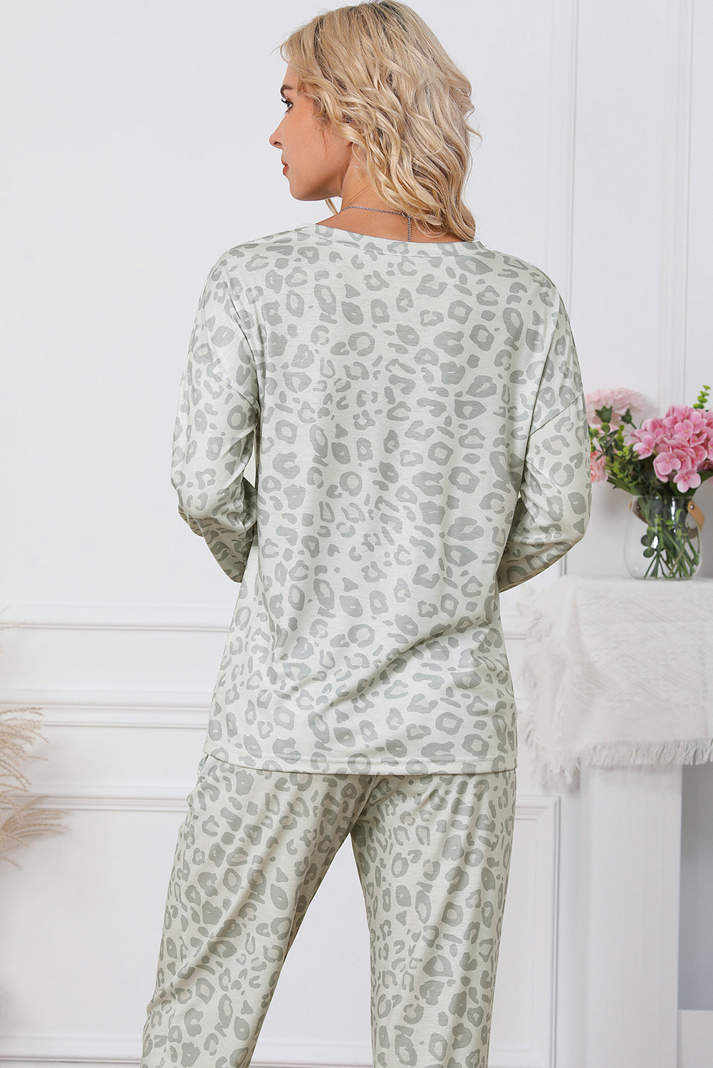 Print Long Sleeve Top & Drawstring Joggers Loungewear