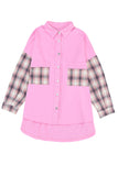 Plaid Patchwork Chest Pockets Oversized Shirt Jacket