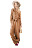 Crinkled Texture One-shoulder Loose Jumpsuit