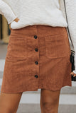 Buttons Front Corduroy Mini Skirt