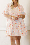 Plus Size Floral Pattern Babydoll Swing Dress