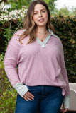 Plus Size Exposed Seam Waffle Knit Top