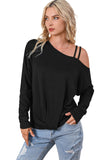 Asymmetric Strappy Cold Shoulder Long Sleeve Top