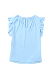 Casual Solid V Neck Butterfly Sleeve Top