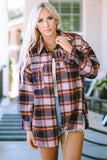 Oversized Flap Pockets Plaid Shacket with Slits