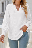 Split Neck Textured Loose Blouse