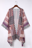 Geometric Print Open Front Kimono