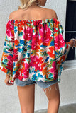 Floral Print Off Shoulder Wide Sleeve Blouse