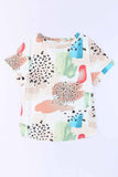 White Animal Watercolor Mixed Print Plus Size Top