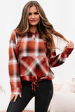 Plaid Print Pocketed Hoodie