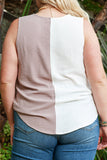 Plus Size Colorblock V Neck Tank Top