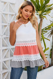 Crochet Lace Trim Color Block Tank Top