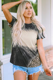 Bleached Blank Leopard Tie-dye Print T Shirt