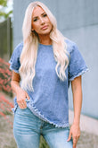 Raw Edge Denim Top