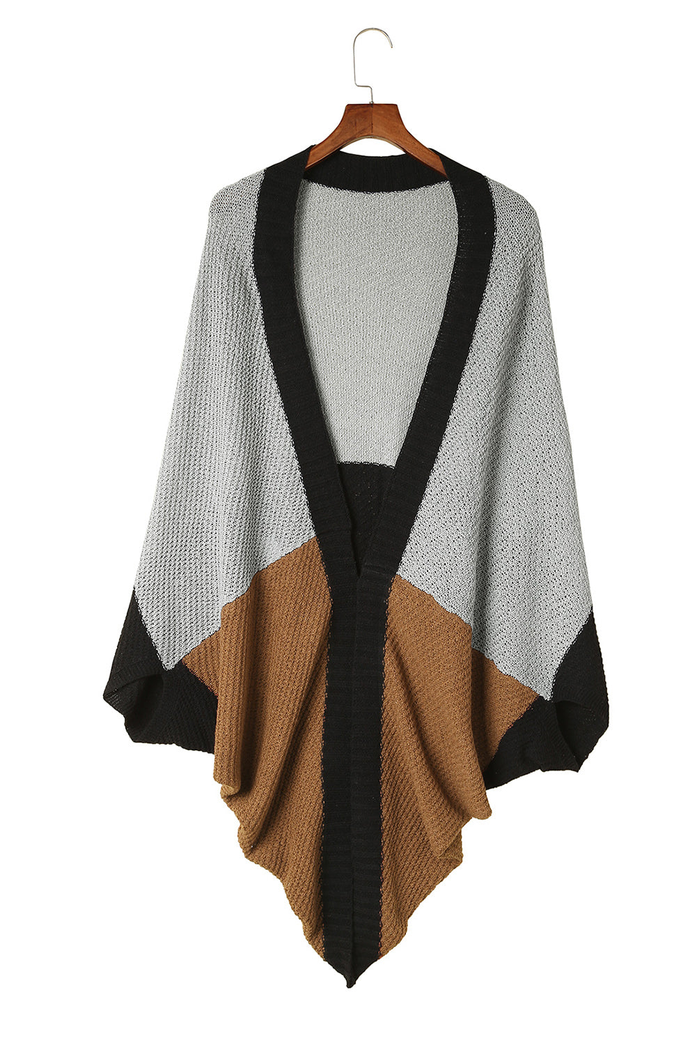 Gray Neutral Colorblock Drapey Cardigan