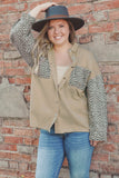 Plus Size Leopard Patchwork Shacket