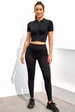 Zipped Front Short Sleeve Sports Crop Top