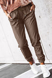 Leather Tie Waist Jogger Pants