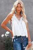 Lace Splicing Ruffled V Neck Cami Top