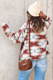 Red Geometric Aztec Pattern Plus Size Fleece Jacket