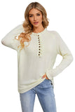 Frill Trim Buttoned Knit Pullover Sweater