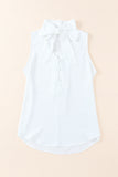 Bow Tie V Neck Sleeveless Shirt