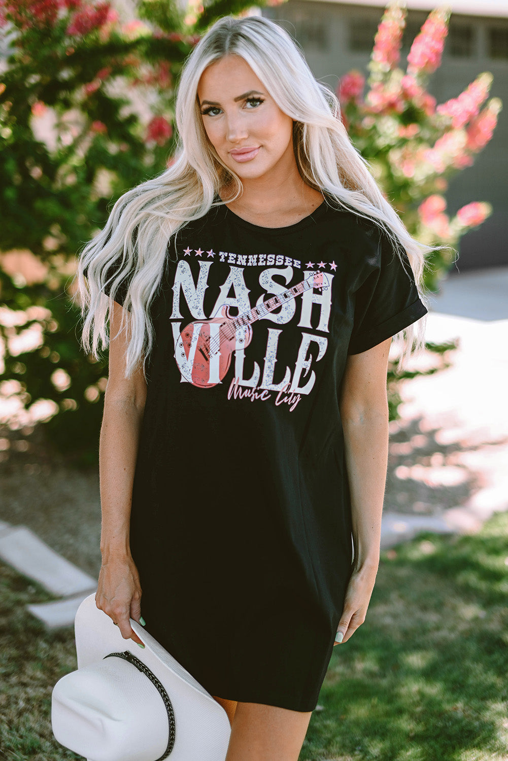 Robe t-shirt tendance noire Nashville Music Festival