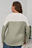 Plus Size Colorblock Knit Long Sleeve Top