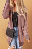 Gray Textured Knit Pocketed Duster Cardigan