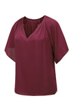 Split Neck Pleated Loose Top