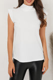 Solid Color Mock Neck Sleeveless Top