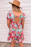 Floral Print Tie Back Short Sleeve Dress