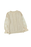 Crochet Lace Pointelle Knit Sweater