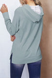 Drop Shoulder Slit Hem Casual Hoodie