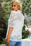 High Neck Lace Short Sleeve Top