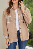 Plaid Patchwork Buttoned Sherpa Shirt Jacket