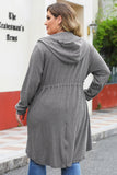 Plus Size Drawstring High Low Hooded Jacket