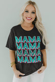 MAMA Letter Print Vintage Leopard Graphic T Shirt